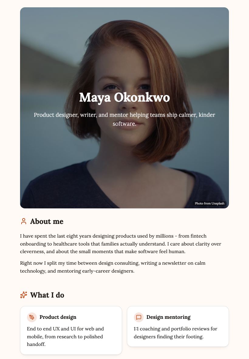 Free About Me Page Maker - tablet view