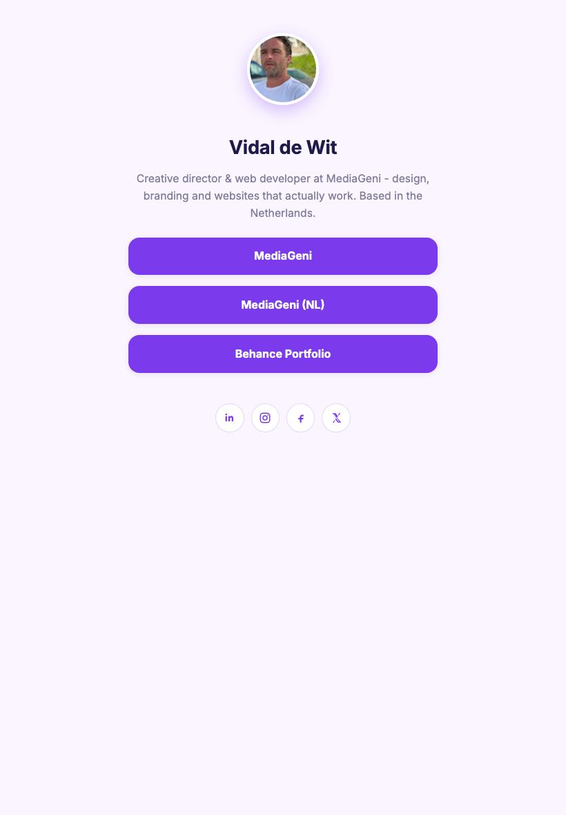 Free Link-in-Bio Page Maker - tablet view