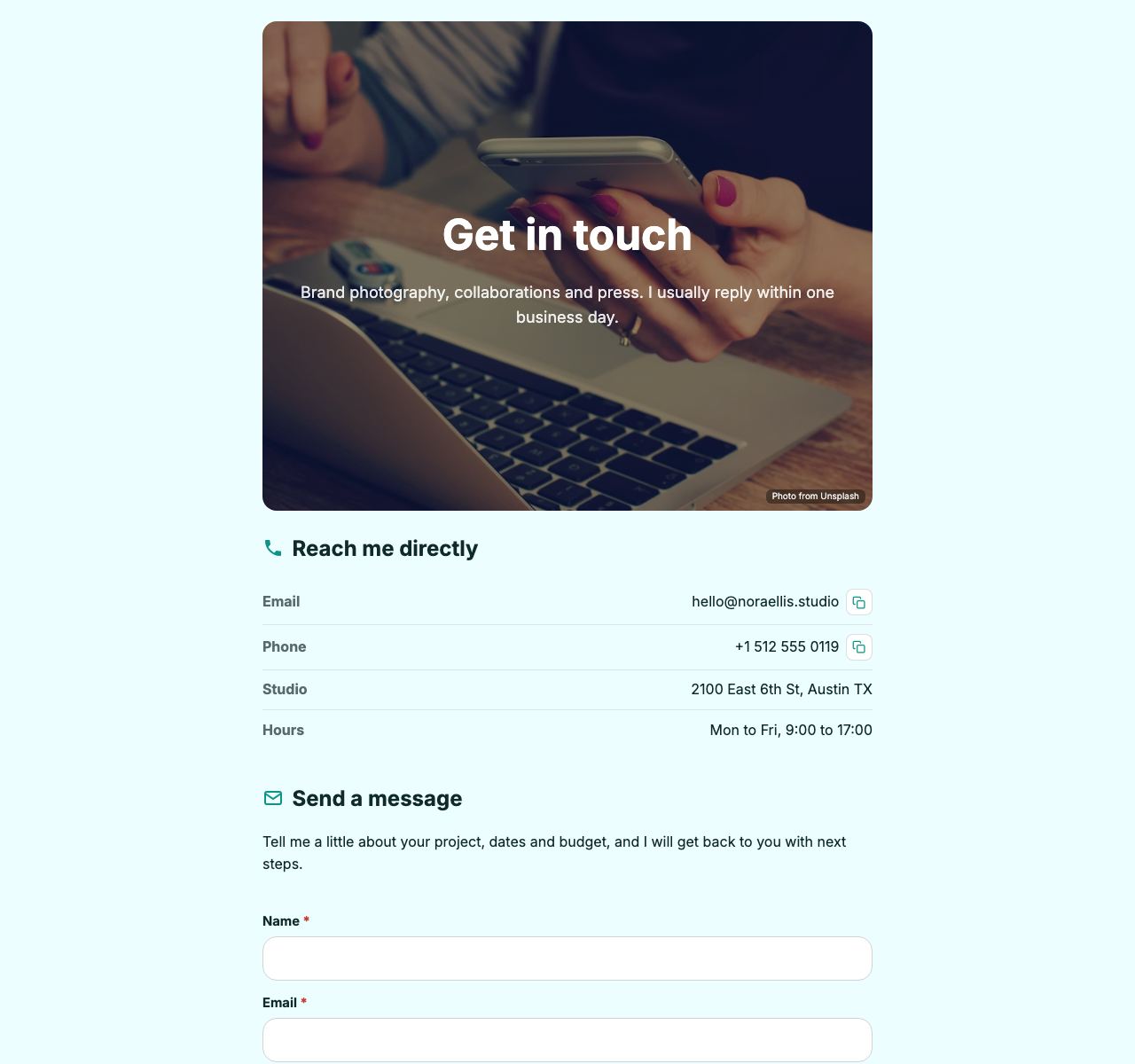 Free Contact Page Maker - desktop view