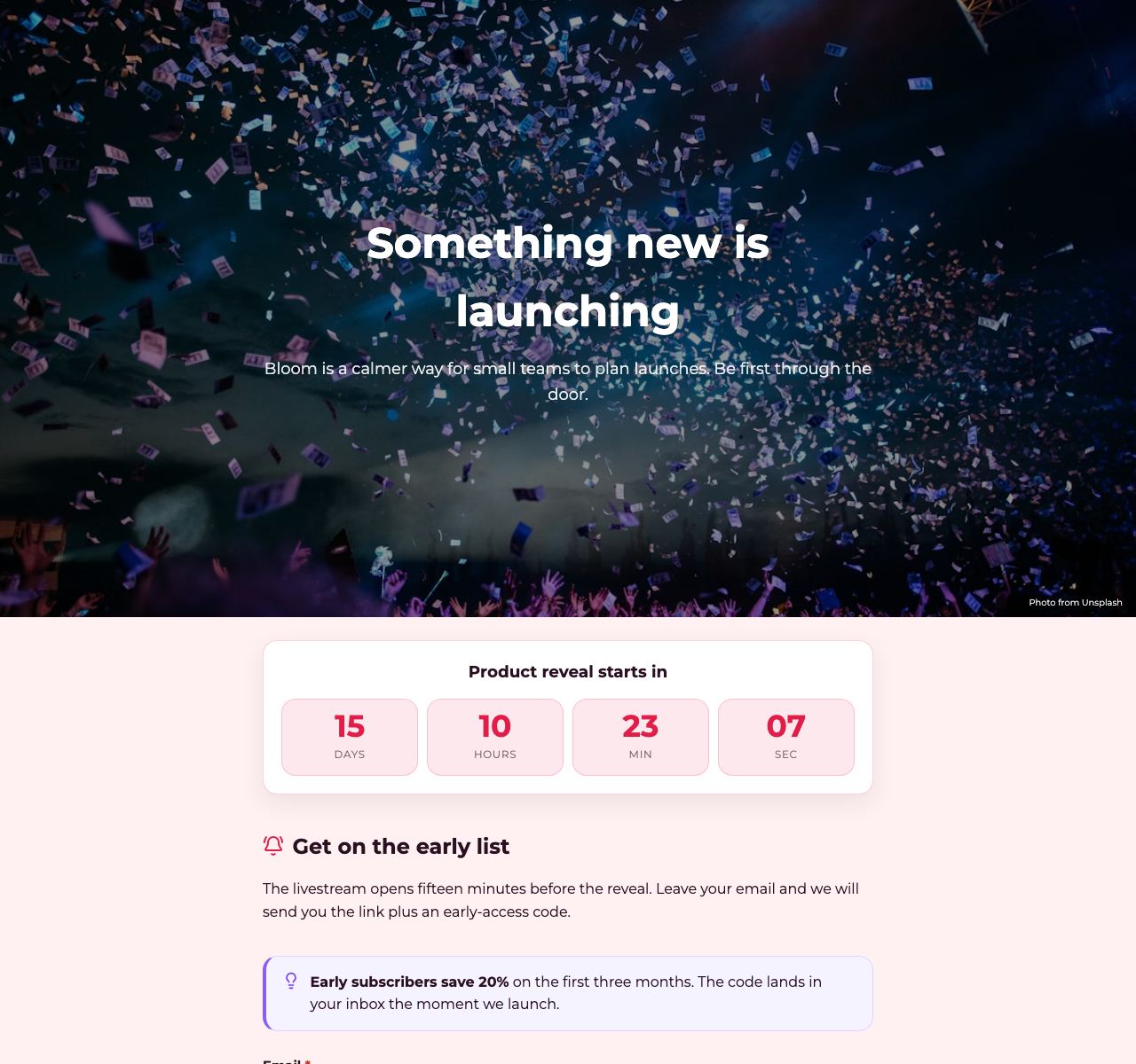Free Countdown Page Maker - desktop view