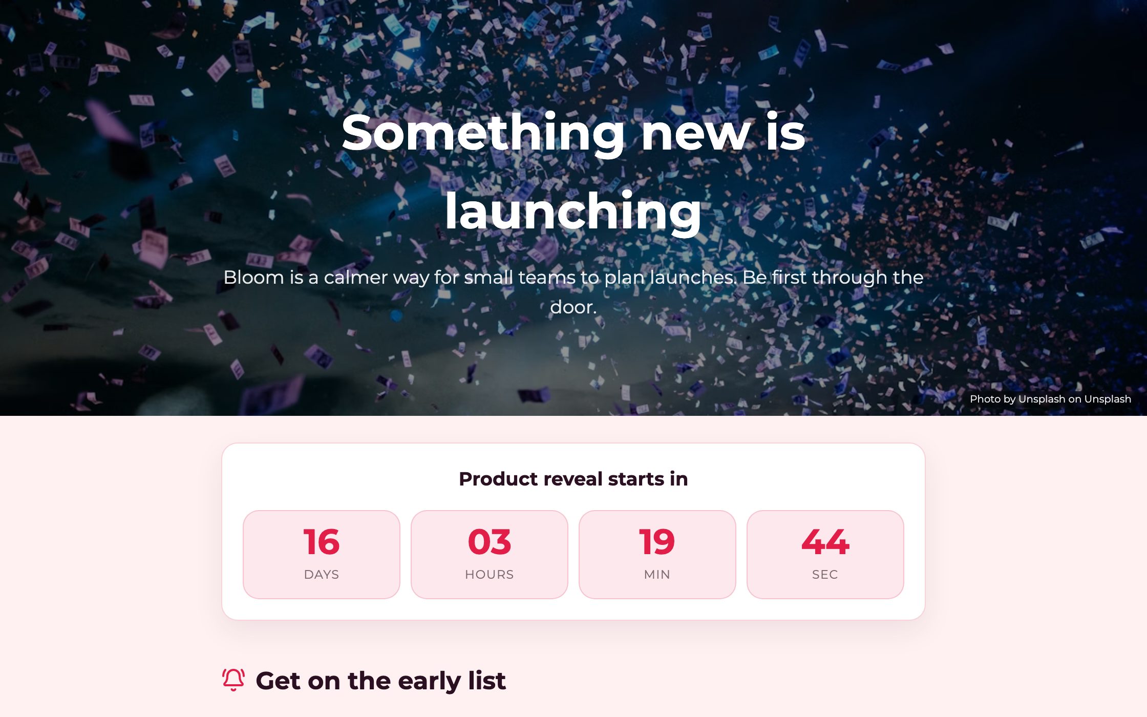 A clock counting down