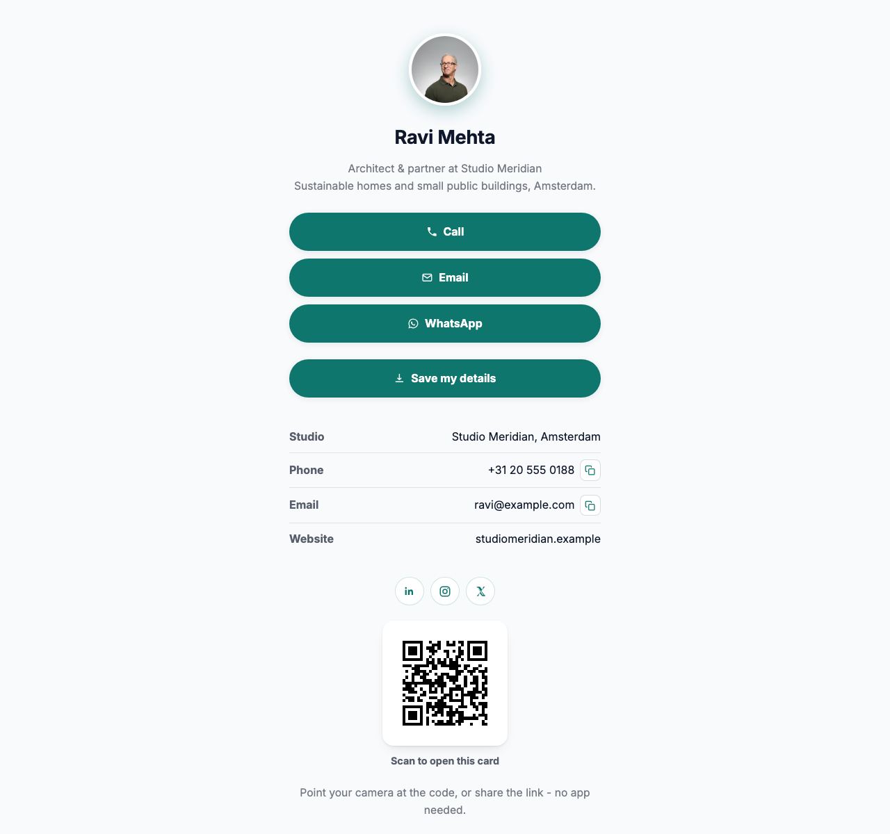 Free Digital Business Card - desktop view