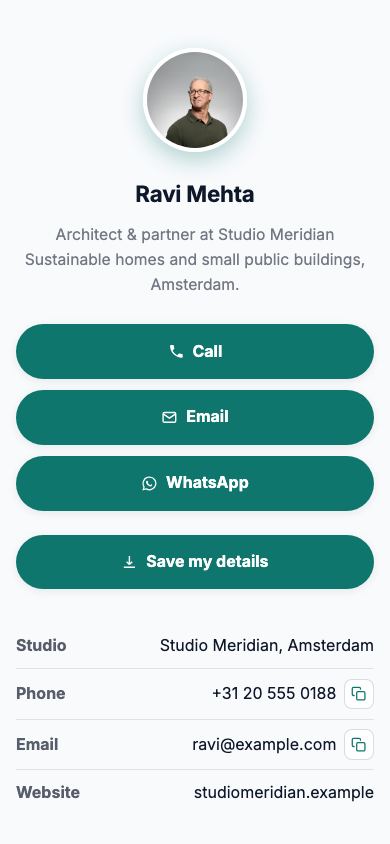 Free Digital Business Card - mobile view