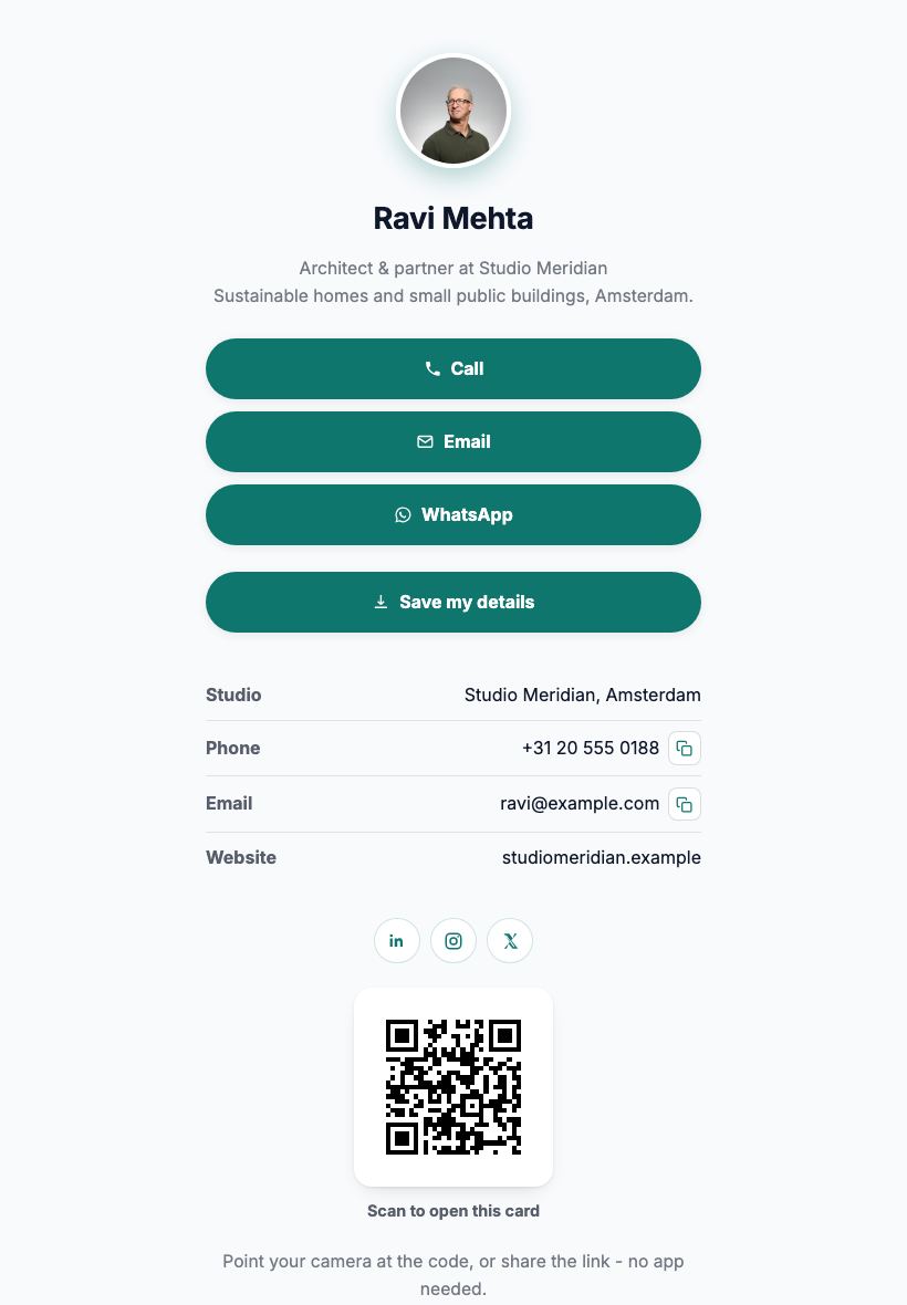 Free Digital Business Card - tablet view
