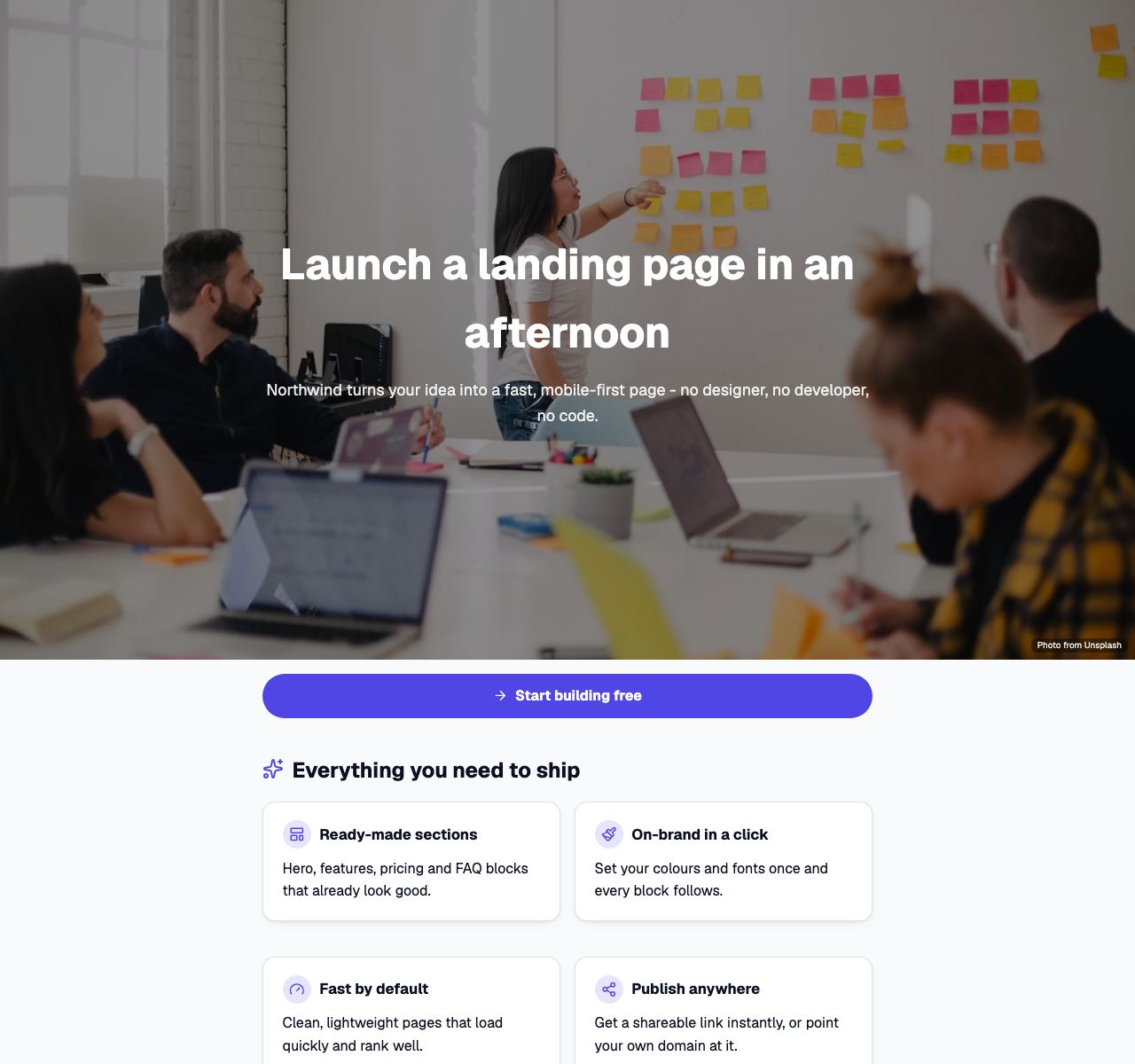 Free Landing Page Builder App - desktop view