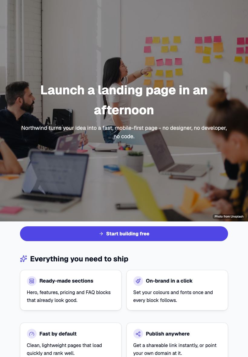 Free Landing Page Builder App - tablet view