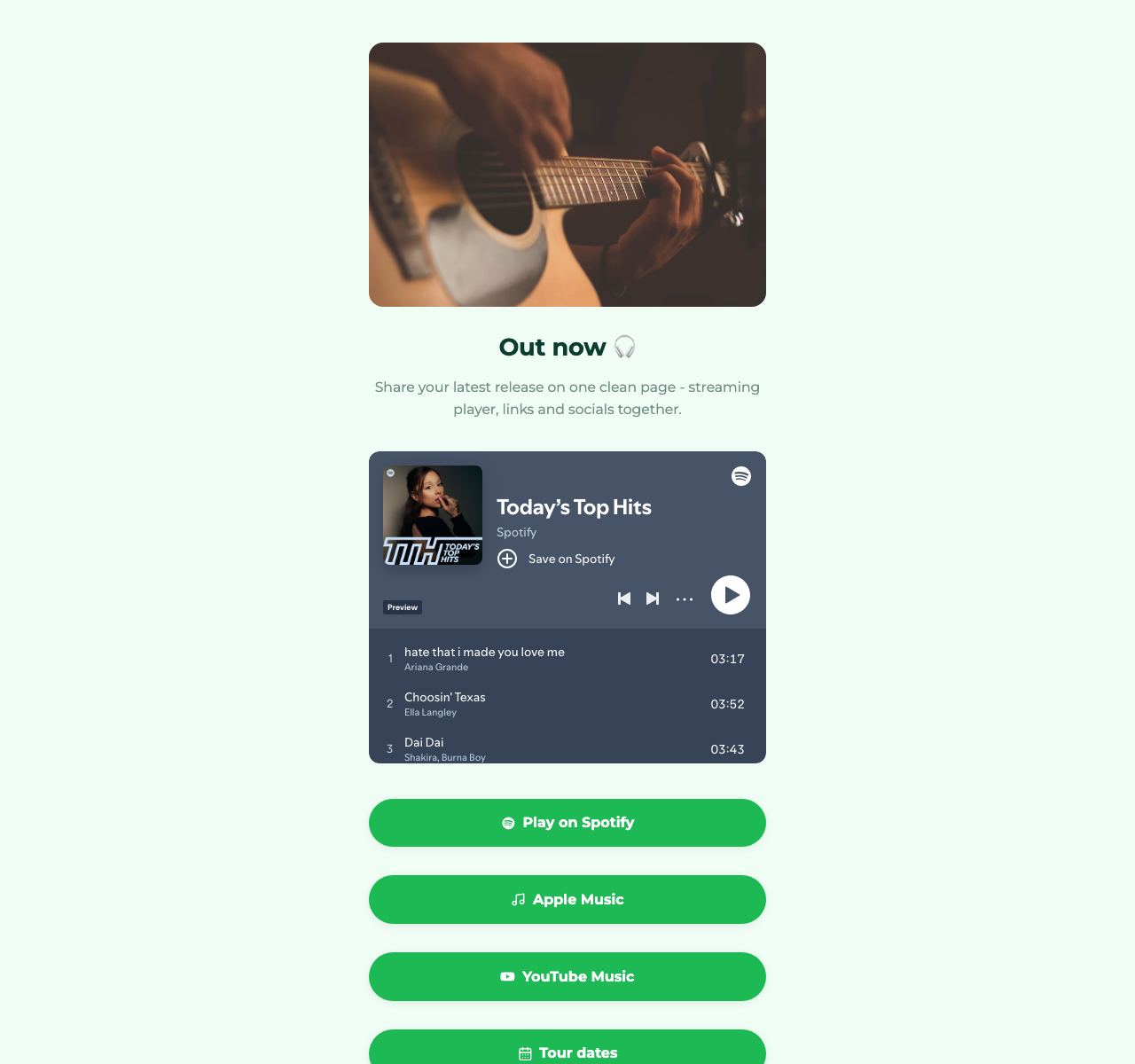 Free Music Promo Page Maker - desktop view