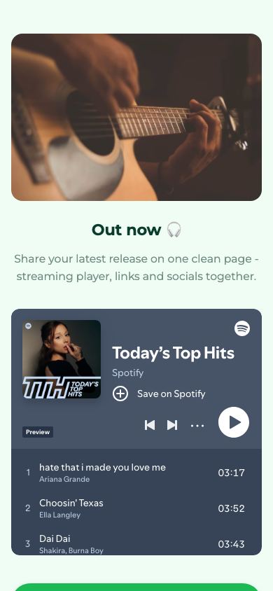 Free Music Promo Page Maker - mobile view