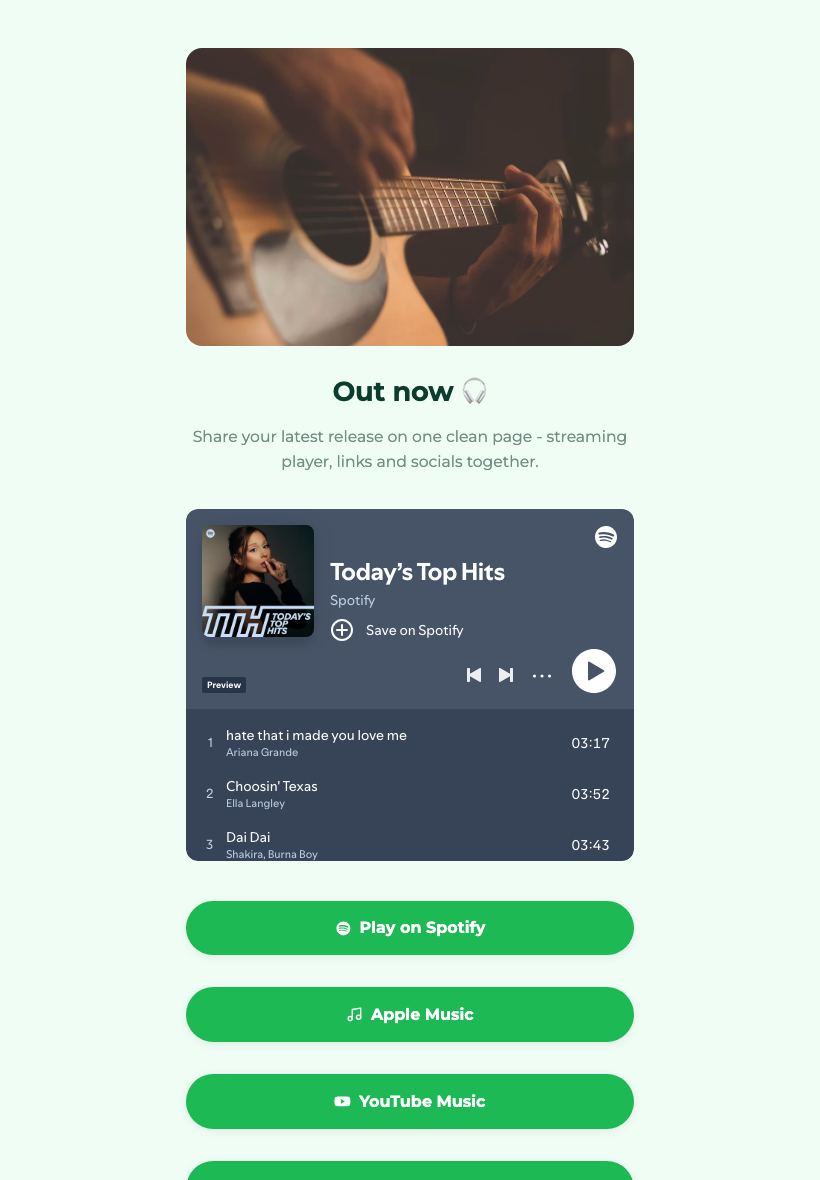 Free Music Promo Page Maker - tablet view