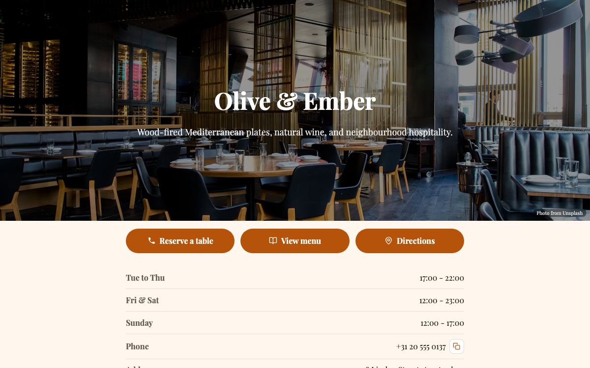 A restaurant table set for dinner