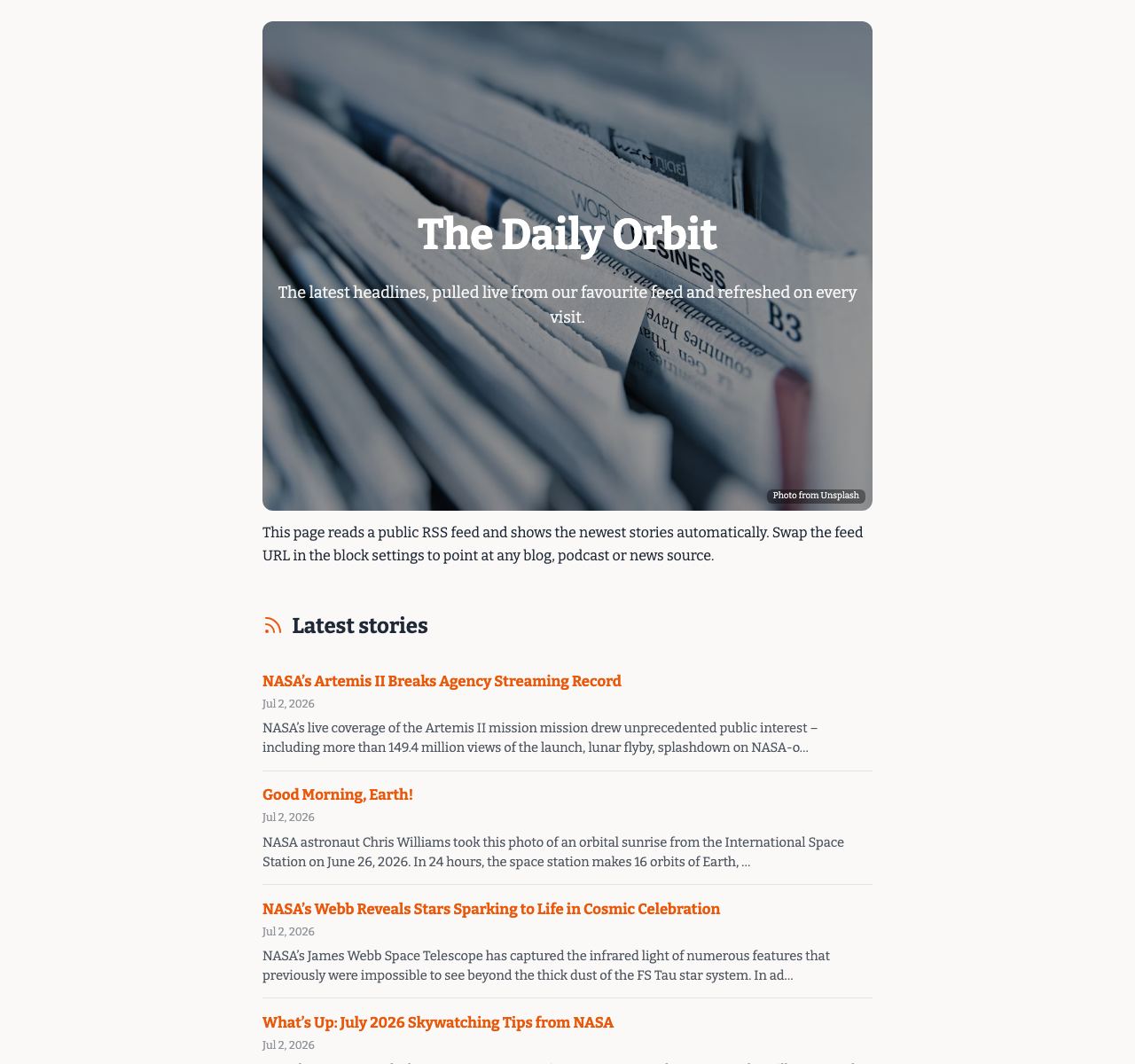 Free RSS Feed App - desktop view