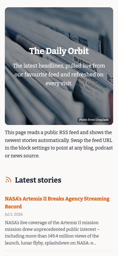 Free RSS Feed App - mobile view