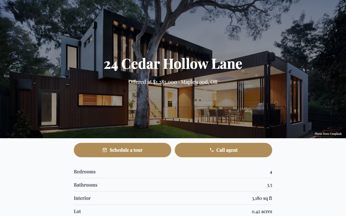 Modern house exterior with a well-kept front garden